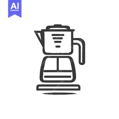Aset desain premium: Minimalist Coffee Percolator Icon: Bold Outline, Retro Style, Isolated