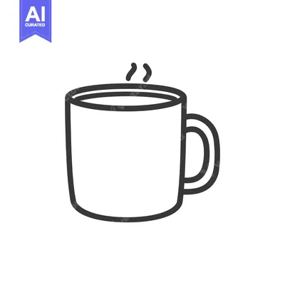Premium design asset: A simple line drawing illustration of a warm beverage mug