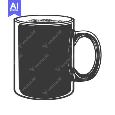 Aset desain premium: A full ceramic mug containing a hot beverage with bubbles visible