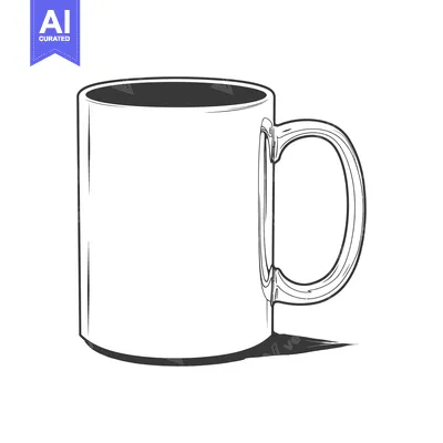Aset premium populer: An illustration featuring a plain ceramic mug with a handle