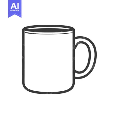 Premium design asset: A simple black and white illustration of a ceramic coffee mug