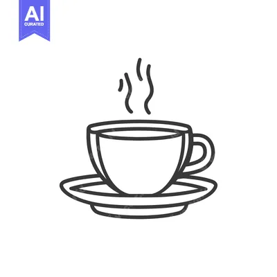 Premium design asset: A simple line drawing of a coffee cup with steam