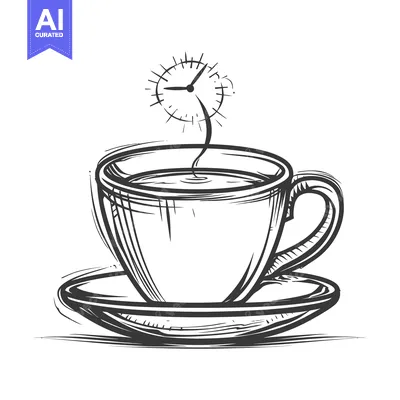 Premium design asset: A Sketchy Image Depicts Tea Time Symbolized With Clock Elements