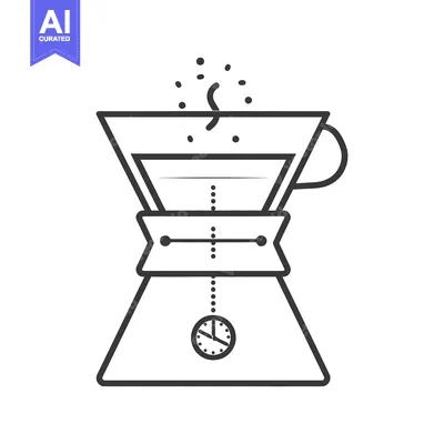 Aset desain premium: A Simple Illustration Depicting Manual Coffee Brewing Process