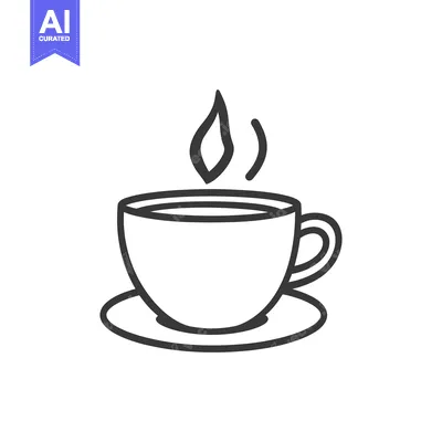 Aset desain premium: A drawing of a cup of hot beverage on a saucer