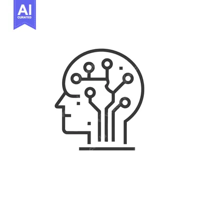 Aset premium populer: Minimalist Human Head with Circuit Board Brain, AI Concept, Black Line