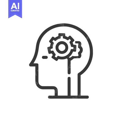 Aset desain premium: Mind Gears: Abstract Head Profile with Cogwheel Mechanism, Thinking Pr