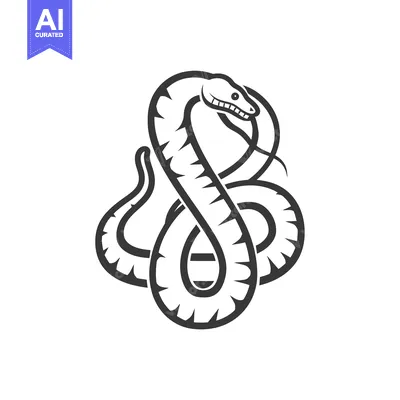Premium design asset: Coiled Snake with Spiky Scales and Open Mouth