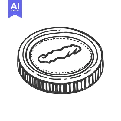 Aset desain premium: A stylized coin image depicting a unique and aged design element