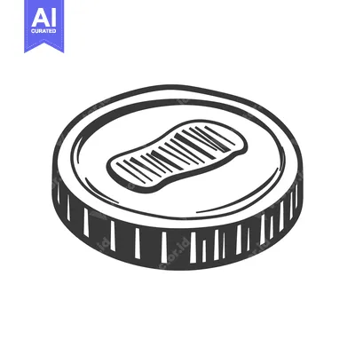 Aset premium populer: A detailed hand drawn illustration of a coin with design elements