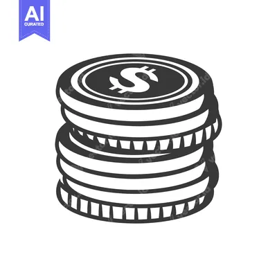 Premium design asset: A graphic depiction shows a stacked pile of money coins