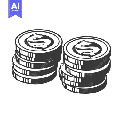 Aset desain premium: Stacks of round coins are shown as financial illustration