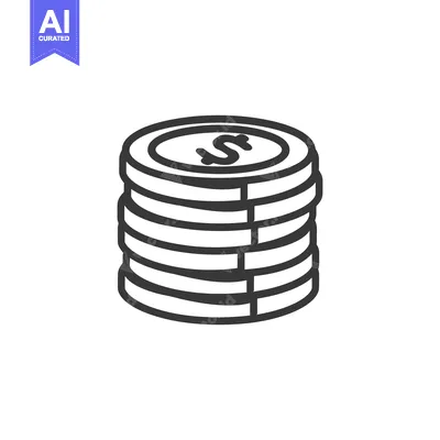 Aset premium populer: A stack of multiple coins is depicted on a white background