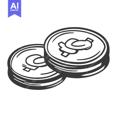 Aset premium populer: Two stylized coin stacks are displayed with minimalist illustrative de