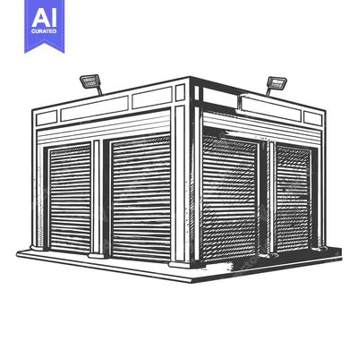 Aset desain premium: A three door kiosk with overhead lighting