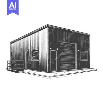 Aset desain premium: A Sketch Of A Modern Metal Storage Building
