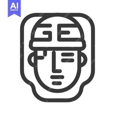 Aset desain premium: A stylized monochrome illustration depicting a face with a head coveri