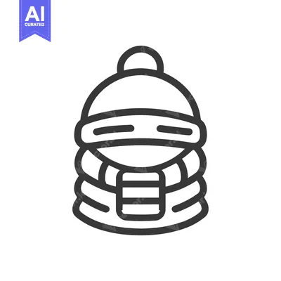 Aset desain premium: A simple outlined depiction of winter garments and apparel