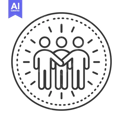 Popular premium asset: Three people holding hands inside a circular icon shape