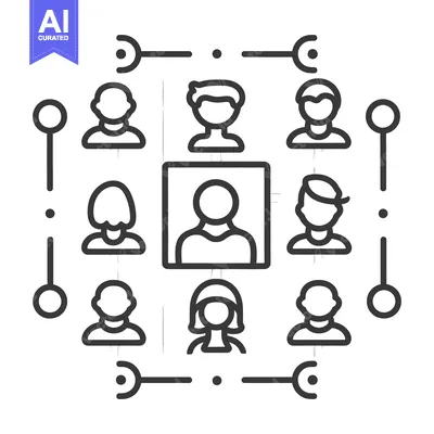 Premium design asset: A diagram of a team network with connecting points and figures