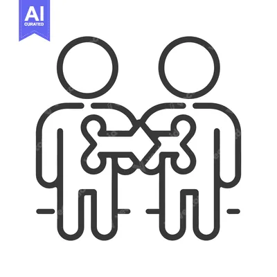Premium design asset: Two human figures exchanging parts of puzzle pieces together