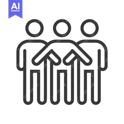 Aset desain premium: Simple line drawing illustrating a group of people together