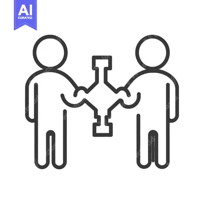 Two Figures Collaborating To Hold An Abstract Connected Symbol