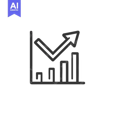 Aset desain premium: Upward Trending Bar Graph with Arrow, Line Art Style, Isolated on Whit