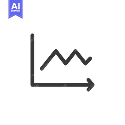 Aset premium populer: Minimalist Line Graph Icon: Fluctuating Data Visualization on White Ba