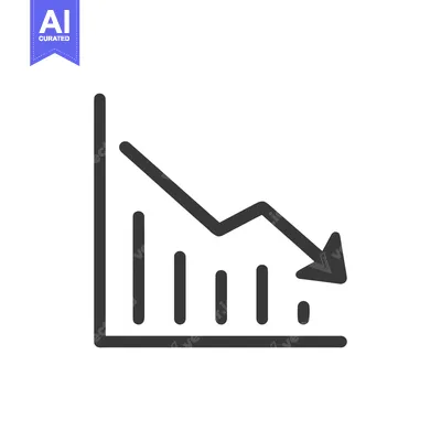 Aset desain premium: Declining Trend Graph: Arrow Pointing Downward, Financial Loss Icon, B