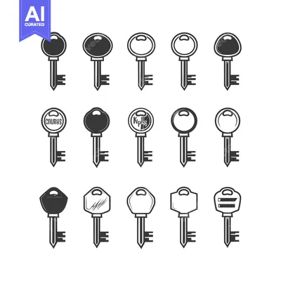 Aset desain premium: Collection of 12 Black and White Key Icons