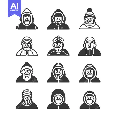 Aset premium populer: Collection of 12 Diverse Male Icons in Winter Attire