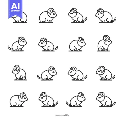 Popular premium asset: Collection of 12 Outline Mouse Illustrations with Big Ears