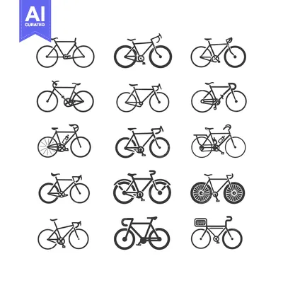 Aset desain premium: Collection of 14 Different Bicycle Silhouettes
