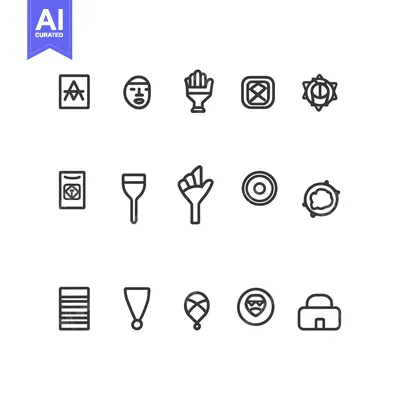 Aset desain premium: Collection of 15 Diverse Line Icons in Black on White Background