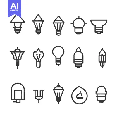 Popular premium asset: Collection of 15 Line Icons Depicting Different Types of Light Bulbs