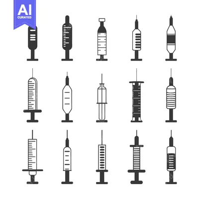 Aset desain premium: Collection of 15 Syringe Icons with Different Styles
