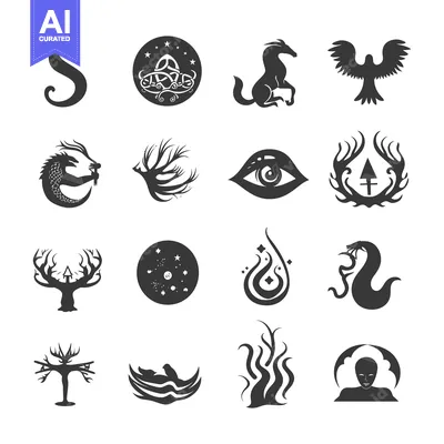 Popular premium asset: Collection of 16 Black and White Stylized Icons