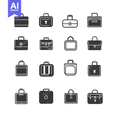 Collection of 16 Black and White Suitcase Icons