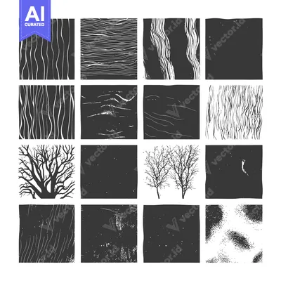 Aset premium populer: Collection of 16 Black and White Texture Squares