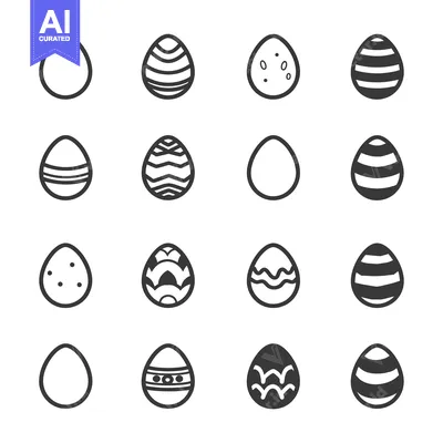 Aset desain premium: Collection of 16 Easter Eggs with Various Designs