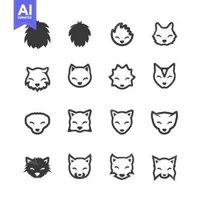 Aset premium populer: Collection of 16 Fox Head Icons in Different Styles