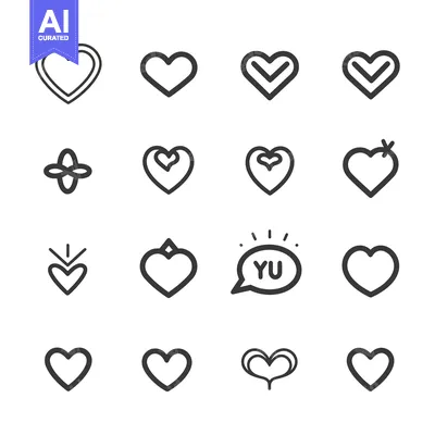 Aset desain premium: Collection of 16 Heart Icon Variations