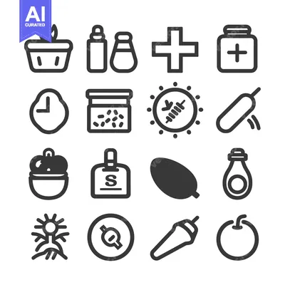 Aset desain premium: Collection of 16 Medical and Health-Related Line Icons