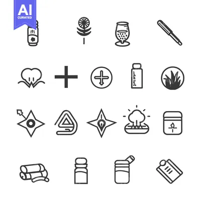 Premium design asset: Collection of 16 Simple Line Icons Related to Nature, Medicine, and De