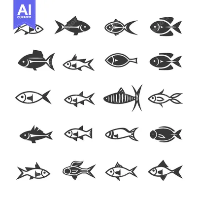Popular premium asset: Collection of 16 Unique Black and White Fish Icons