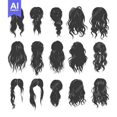 Premium design asset: Collection of 18 Hairstyle Silhouettes for Women