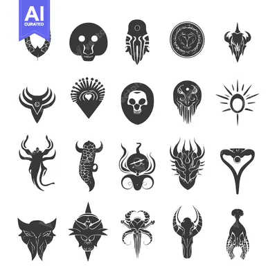 Popular premium asset: Collection of 20 Abstract Black and White Stylized Creature Icons