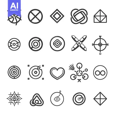 Aset desain premium: Collection of 20 Abstract Geometric Shapes and Symbols