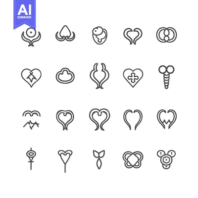 Aset premium populer: Collection of 20 Abstract Heart Line Art Icons